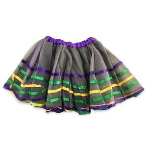 Mardi Gras 4 Layer Ribbon Tutu Purple Green Gold